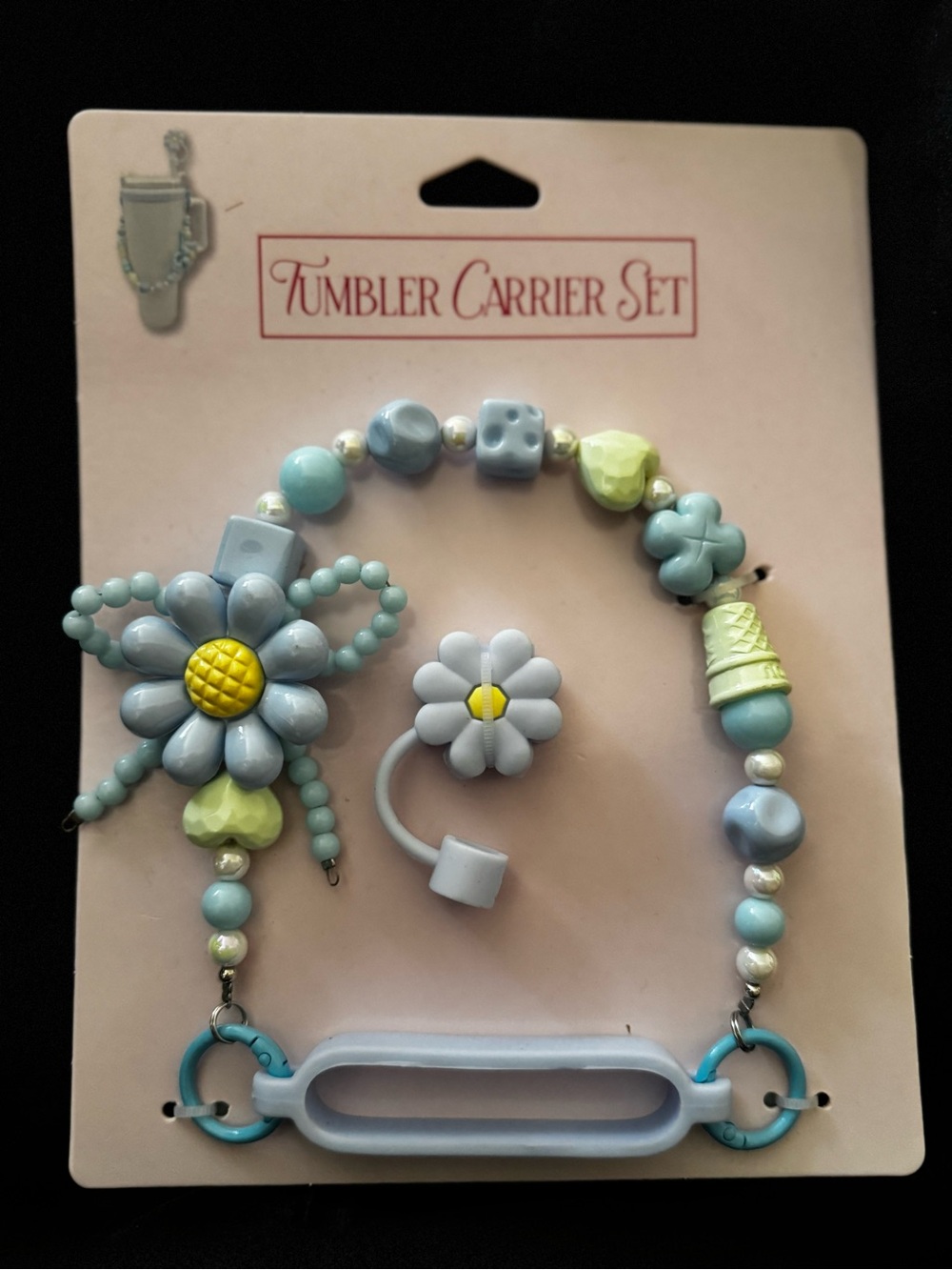 Tumbler Accessory Set - Blue & Yellow Floral Design